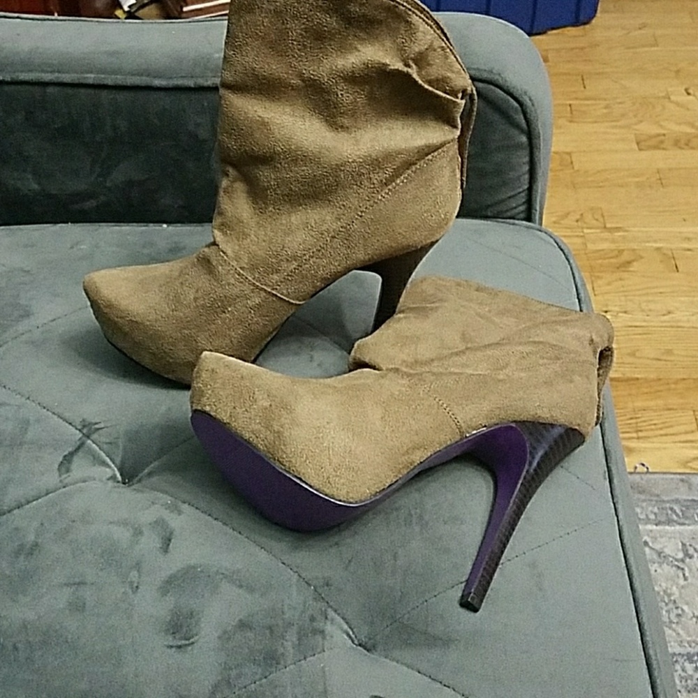 Taupe ankle boot heels